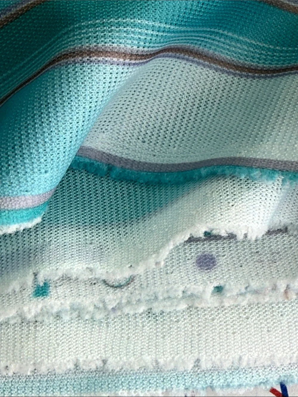 Vintage 1970s Polyester Double Knit Stripe Fabric 1 Yard x 60” Turquoise White